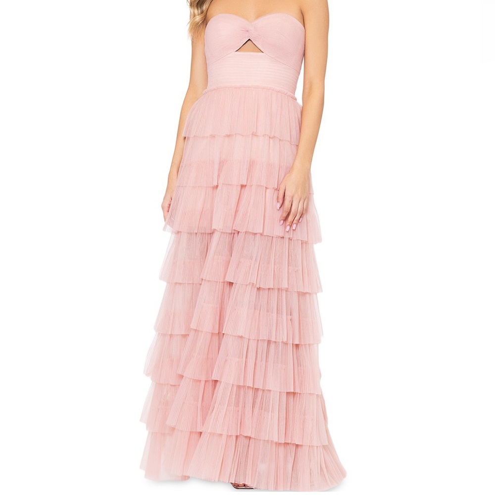 AQUA Blush Tiered Dress